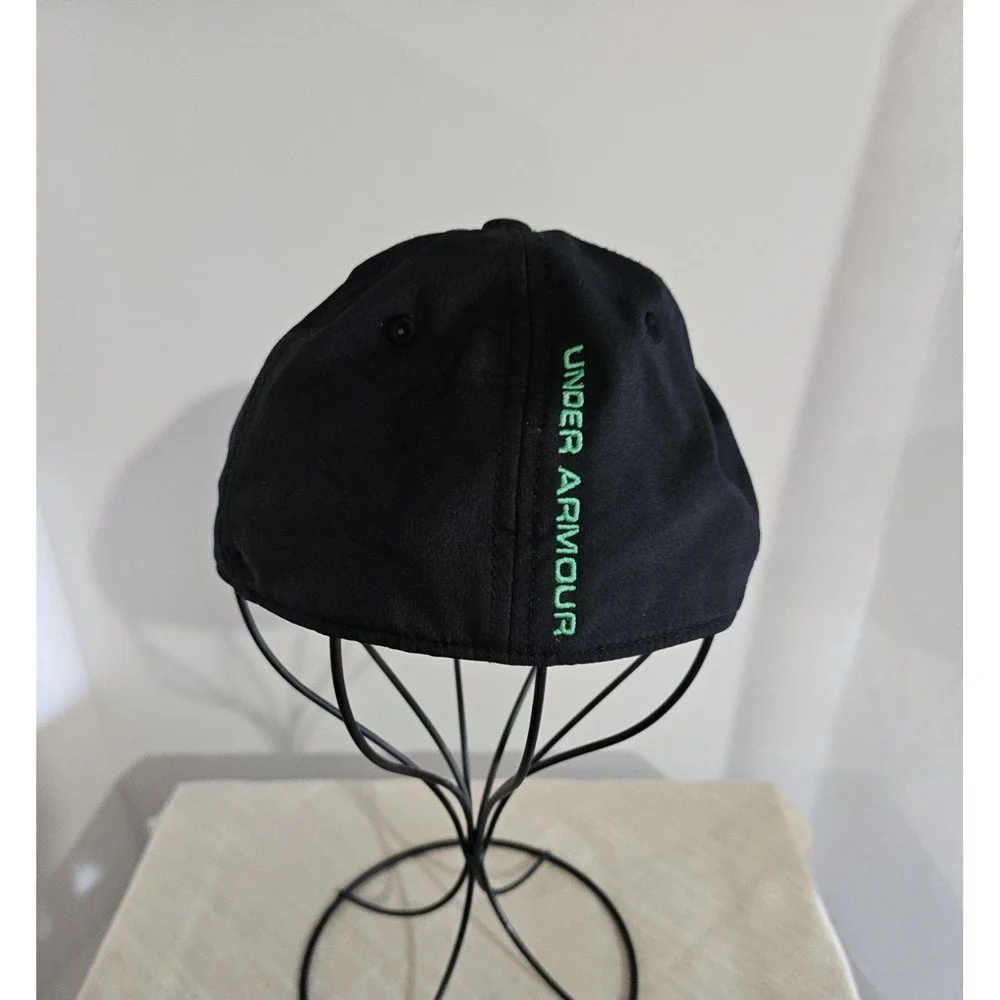 Under Armour Youth Green Striped Black Patch Logo Baseball Cap S-M
